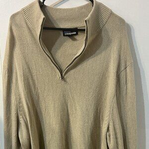 Patagonia Men's Beige Cashmere 1/4-Zip Sweater XXL BNWT brand new